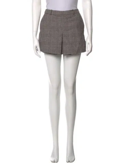 Pre-owned Self-portrait Plaid Print Mini Shorts In Neutral