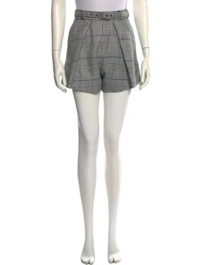 Pre-owned Self-portrait Plaid Print Mini Shorts In White