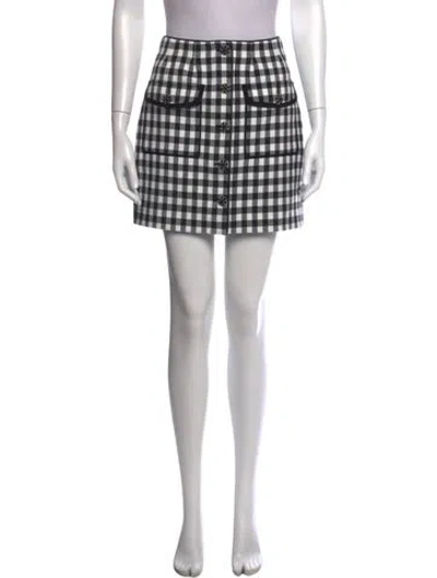Pre-owned Self-portrait Plaid Print Mini Skirt In Black