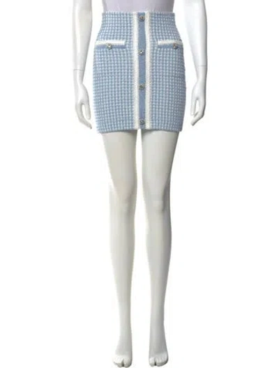 Pre-owned Self-portrait Plaid Print Mini Skirt In Blue