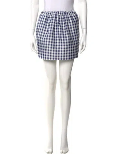 Pre-owned Self-portrait Plaid Print Mini Skirt In Blue