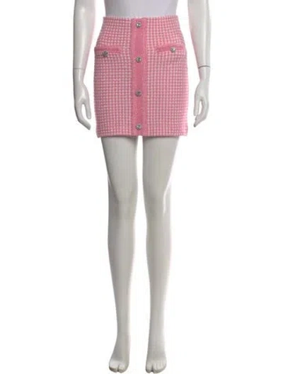 Pre-owned Self-portrait Plaid Print Mini Skirt In Pink