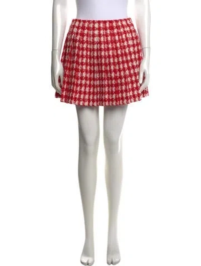 Pre-owned Self-portrait Plaid Print Mini Skirt In Pink