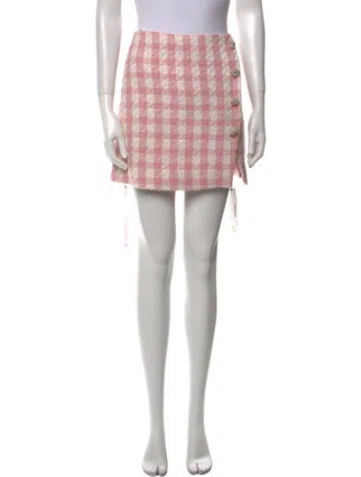 Pre-owned Self-portrait Plaid Print Mini Skirt W/ Tags In Red