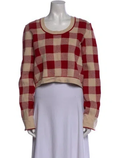 Pre-owned Self-portrait Plaid Print Scoop Neck Sweater In Multi