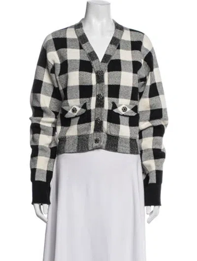 Pre-owned Self-portrait Plaid Print V-neck Sweater In Multicolor