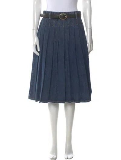 Pre-owned Self-portrait Pleated Accents Knee-length Skirt In Blue