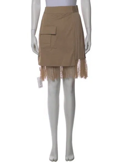 Pre-owned Self-portrait Pleated Accents Knee-length Skirt W/ Tags In Brown