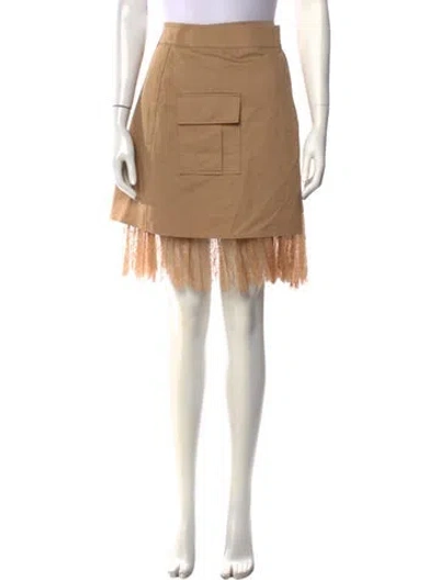 Pre-owned Self-portrait Pleated Accents Knee-length Skirt W/ Tags In Brown