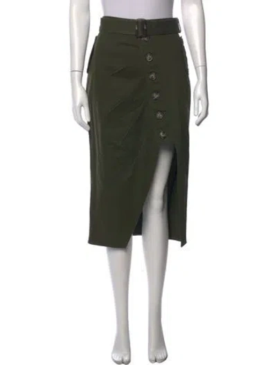 Pre-owned Self-portrait Pleated Accents Midi Length Skirt In Green