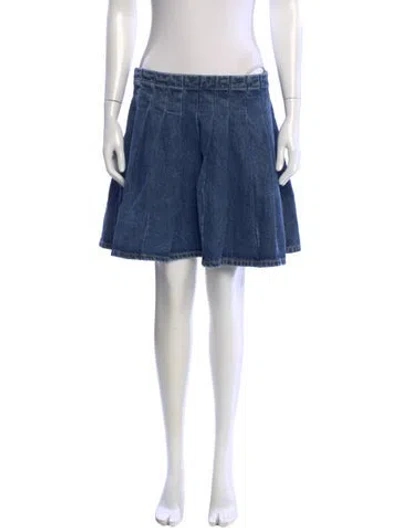 Pre-owned Self-portrait Pleated Accents Mini Skirt In Blue