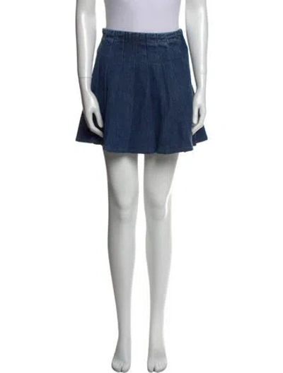 Pre-owned Self-portrait Pleated Accents Mini Skirt In Blue