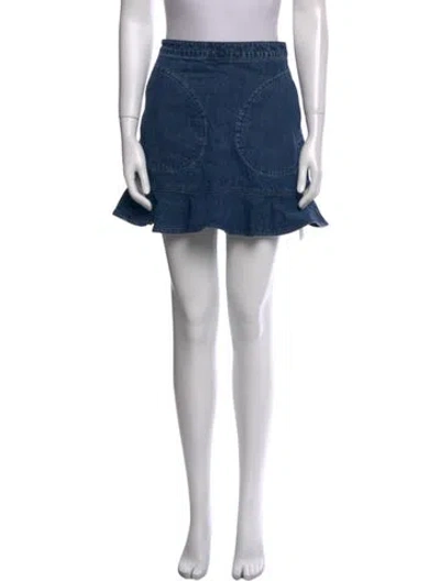 Pre-owned Self-portrait Pleated Accents Mini Skirt In Blue