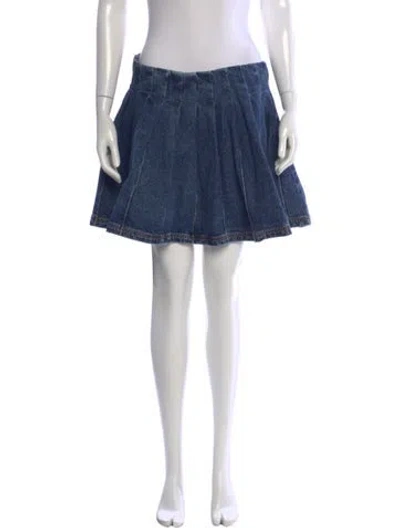 Pre-owned Self-portrait Pleated Accents Mini Skirt In Blue