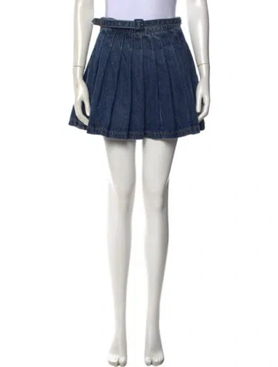 Pre-owned Self-portrait Pleated Accents Mini Skirt In Blue