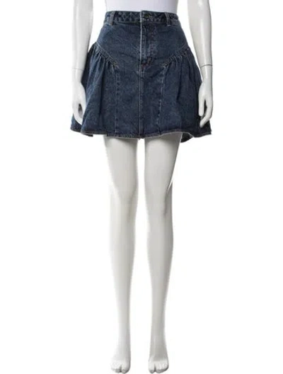 Pre-owned Self-portrait Pleated Accents Mini Skirt In Blue