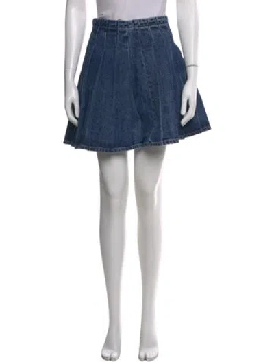 Pre-owned Self-portrait Pleated Accents Mini Skirt In Blue