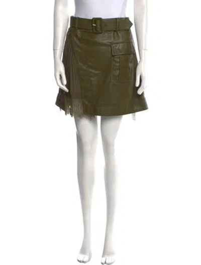 Pre-owned Self-portrait Pleated Accents Mini Skirt In Green