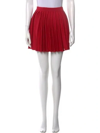Pre-owned Self-portrait Pleated Accents Mini Skirt In Red