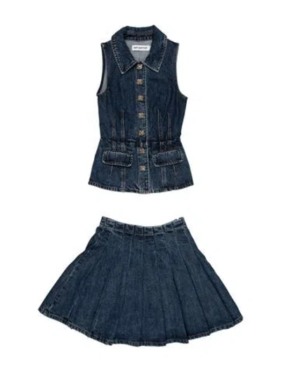 Pre-owned Self-portrait Pleated Accents Skirt Set In Blue
