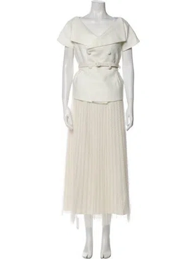 Pre-owned Self-portrait Pleated Accents Skirt Set In Neutral