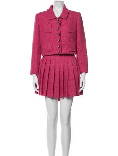 Pre-owned Self-portrait Pleated Accents Skirt Suit In Pink