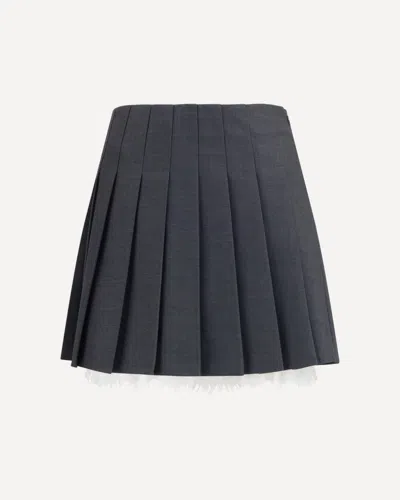 Self-portrait Gray Polyamide Mini Skirt In Black