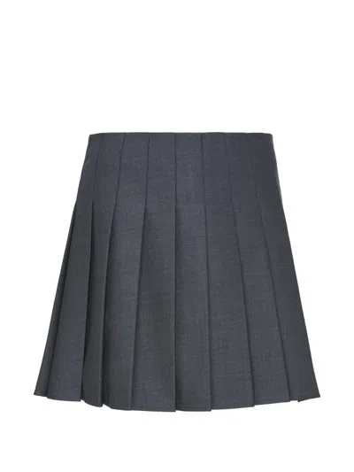 Self-portrait Self Portrait Grey Wool Blend Pleated Miniskirt In Gray