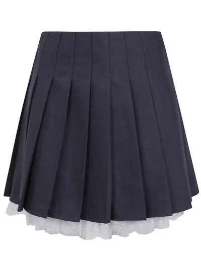 Self-portrait Pleated Mini Skirt In Blue
