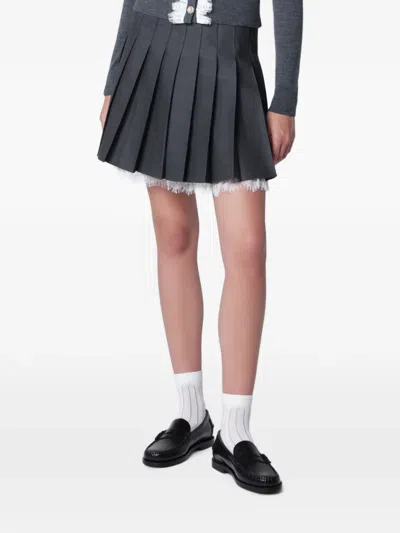 Self-portrait Pleated Mini Skirt In Grey