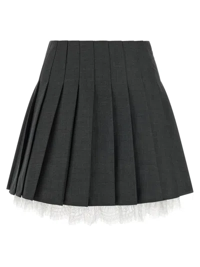 Self-portrait Pleated Skirt Skirts Gray In Green