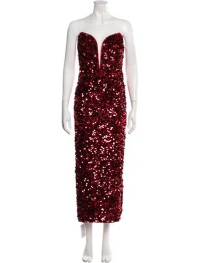 Pre-owned Self-portrait Plunge Neckline Long Dress W/ Tags In Red
