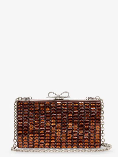 Self-portrait Pochette Con Cristalli In Brown
