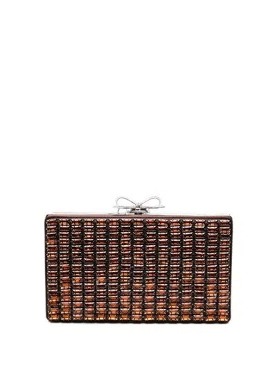 Self-portrait Mini Crystal Chainmail Clutch In Blue
