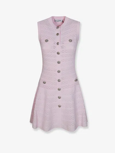 Self-portrait Pointelle Diamante Knit Dress In Pink