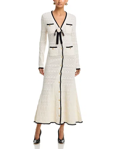Self-portrait Pointelle Knit Dress In White