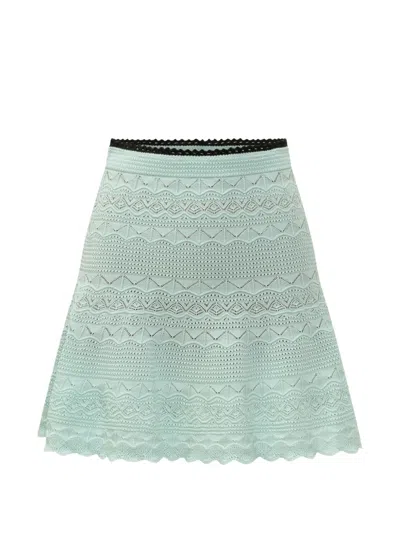 Self-portrait Pointelle Knit Mini Skirt In Animal Print