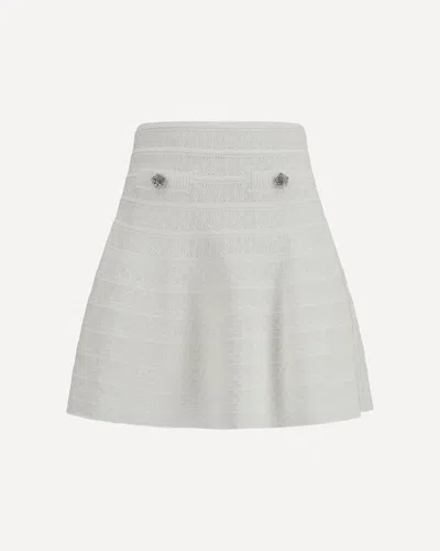 Self-portrait Pointelle Knit Mini Skirt In White