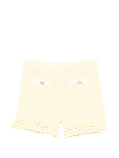 Self-portrait Kids' Pointelle Shorts In Neutral