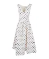 Self-portrait White Dress With All-over Polka Dot And Flared Skirt In Cotton Woman In Multi