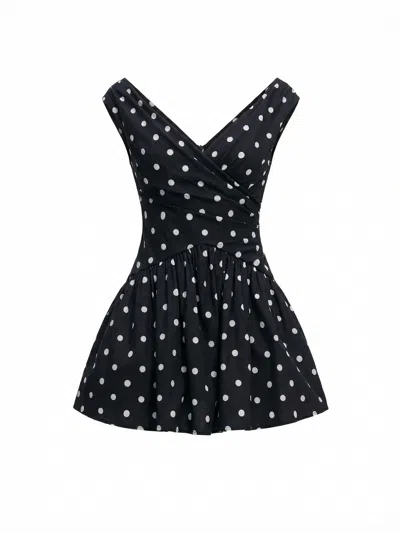 Self-portrait Polka Dot Mini Dress In Black
