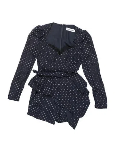 Pre-owned Self-portrait Polka Dot Print Jumpsuit In Blue