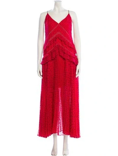 Pre-owned Self-portrait Polka Dot Print Long Dress In Pink