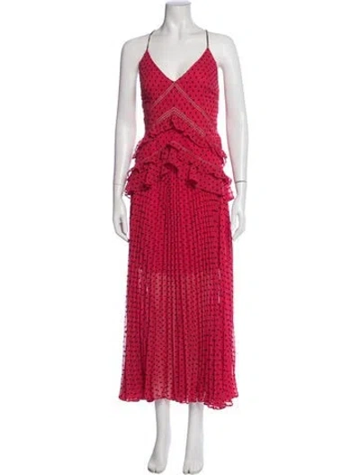 Pre-owned Self-portrait Polka Dot Print Long Dress In Pink