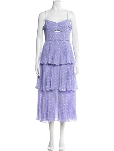 Pre-owned Self-portrait Polka Dot Print Midi Length Dress In Purple