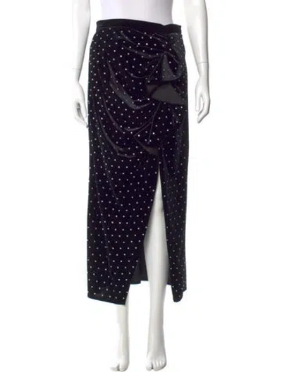 Pre-owned Self-portrait Polka Dot Print Midi Length Skirt In Black
