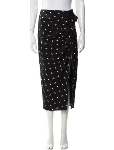 Pre-owned Self-portrait Polka Dot Print Midi Length Skirt In Black