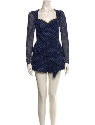 Pre-owned Self-portrait Polka Dot Print Mini Dress In Blue