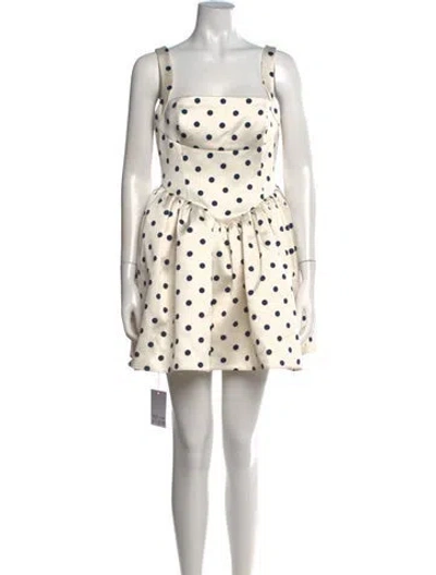 Pre-owned Self-portrait Polka Dot Print Mini Dress In Neutrals