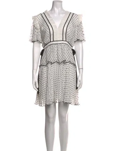 Pre-owned Self-portrait Polka Dot Print Mini Dress In Neutrals